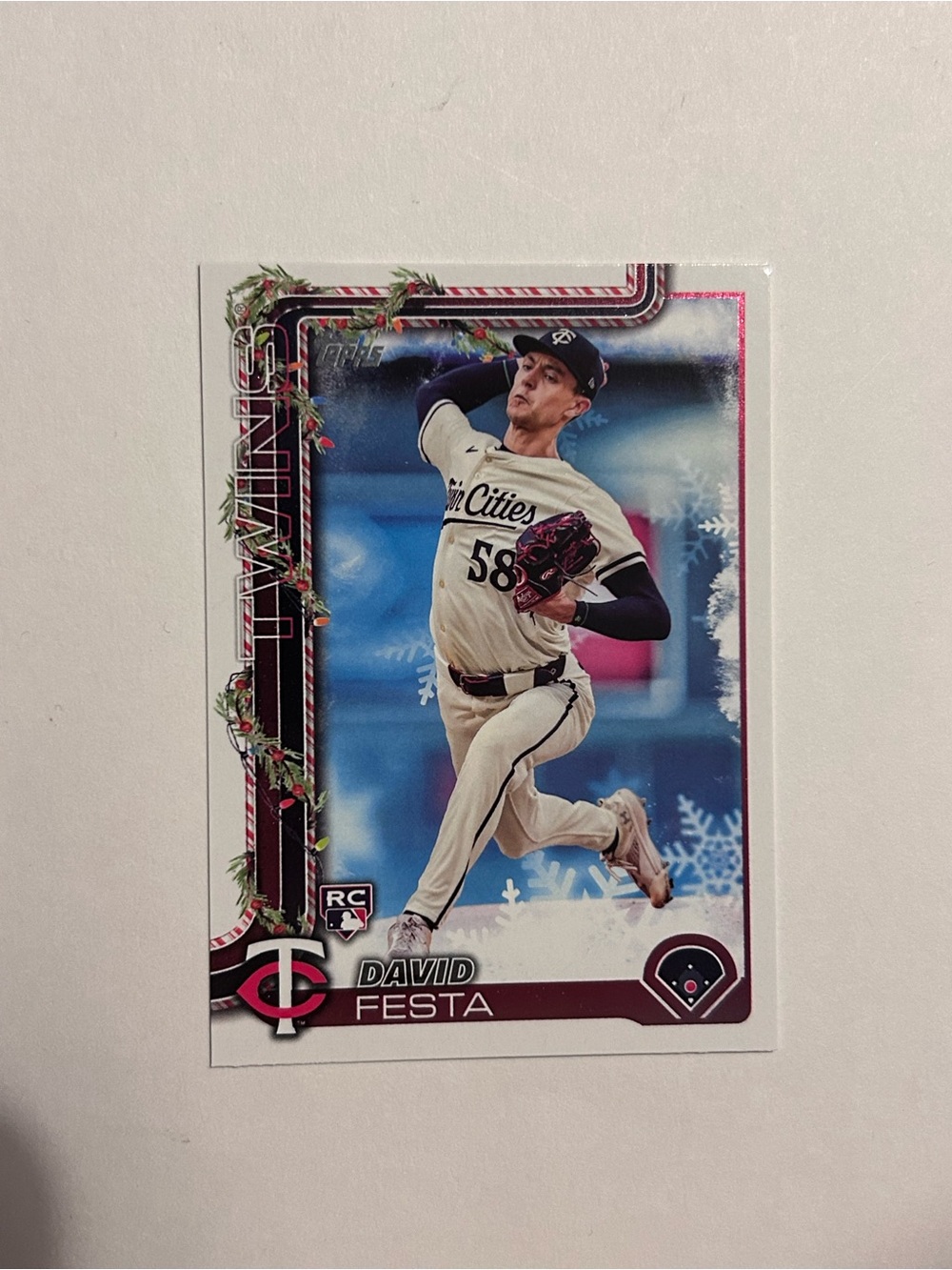 Topps David Festa Minnesota Twins Baseball Card H78 - White/Blue/Red